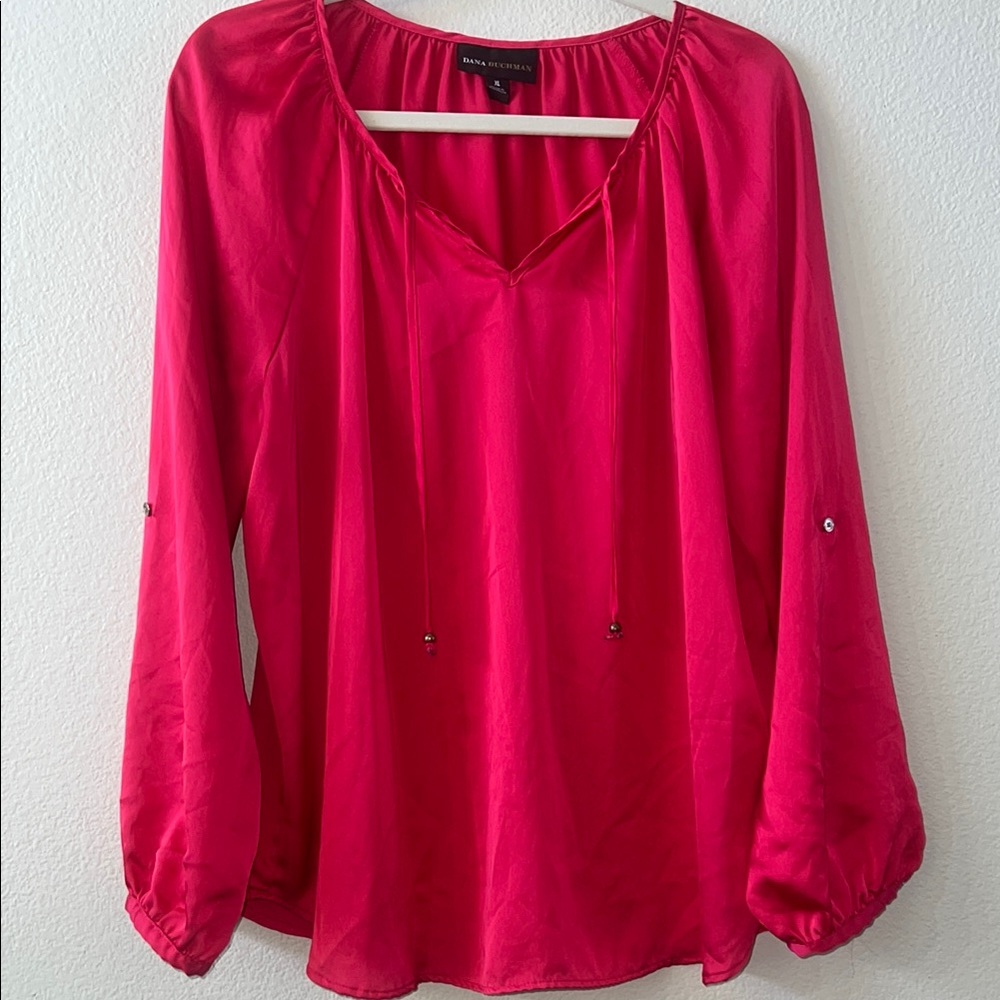 Dana Buchman Pink Puff Sleeve Blouse